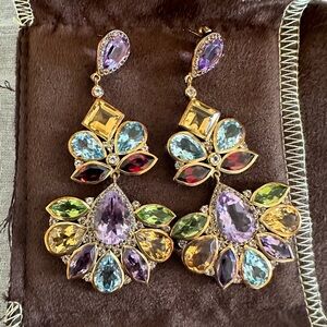 ✨ROSS-SIMONS✨ 50.9 Ct TW Multi-Gem Chandelier Earrings 18k over Sterling Silver